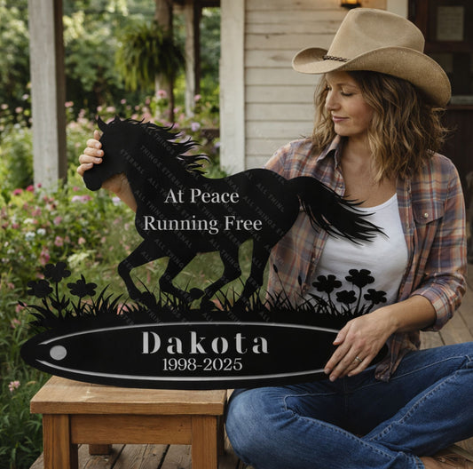 Personalized Horse Memorial Metal Sign – Custom Name & Dates