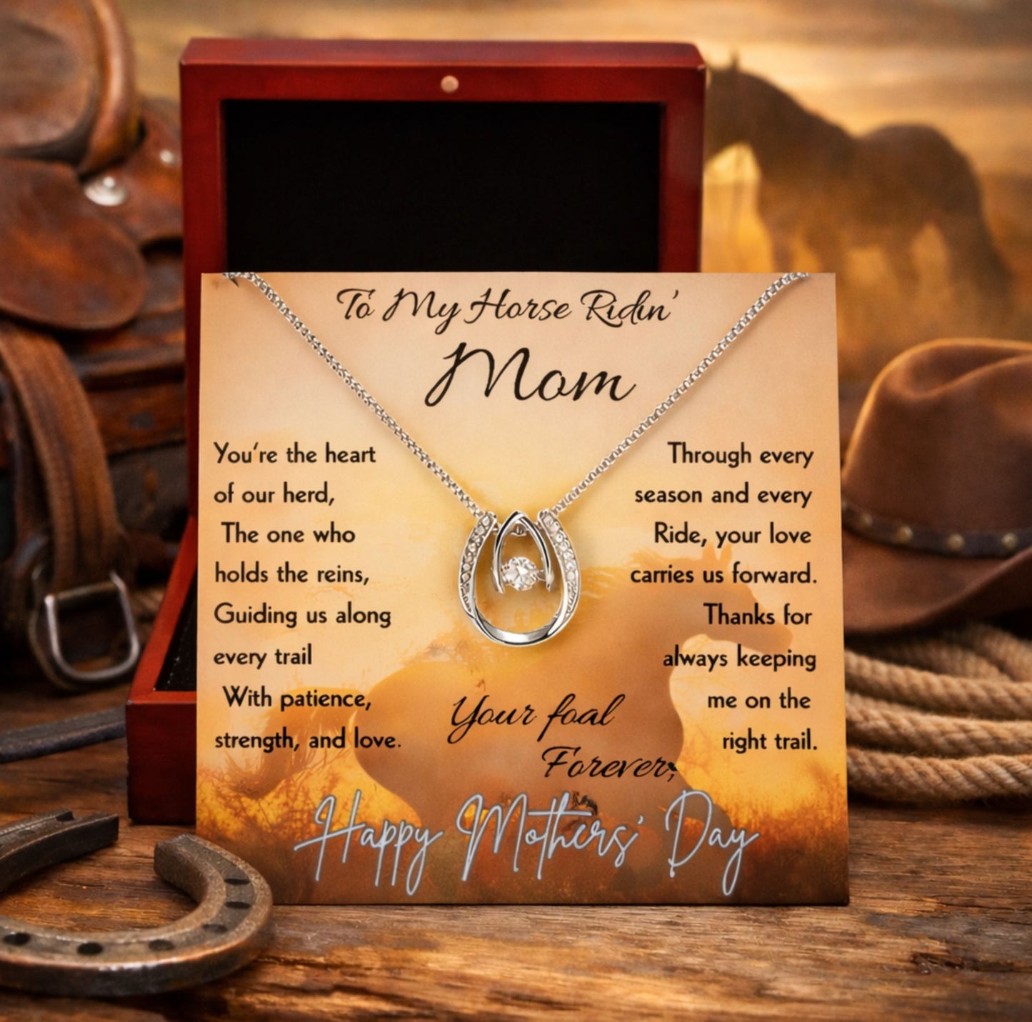 To My Horse Ridin' Mom Necklace – Horse Lover Gift for Mom | Mother's Day Jewelry