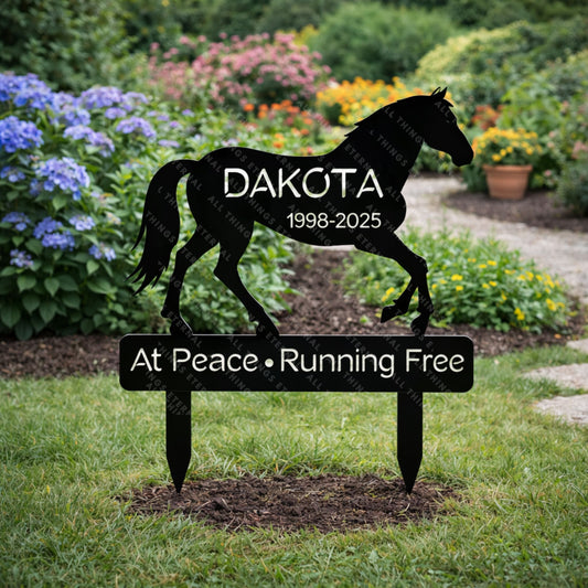 Custom Horse Memorial Garden Stake – Personalized Metal Grave Marker