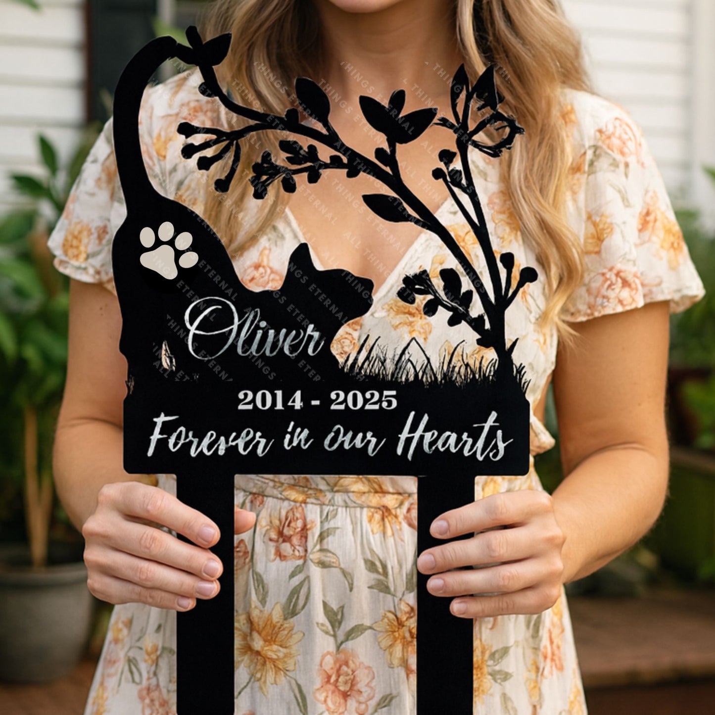 Custom Cat Memorial Stake: Metal Garden Grave Marker, Pet Remembrance