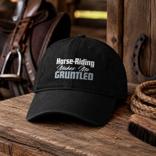 Horse-Riding Makes Me Gruntled Denim Hat — Embroidered Equestrian Cap