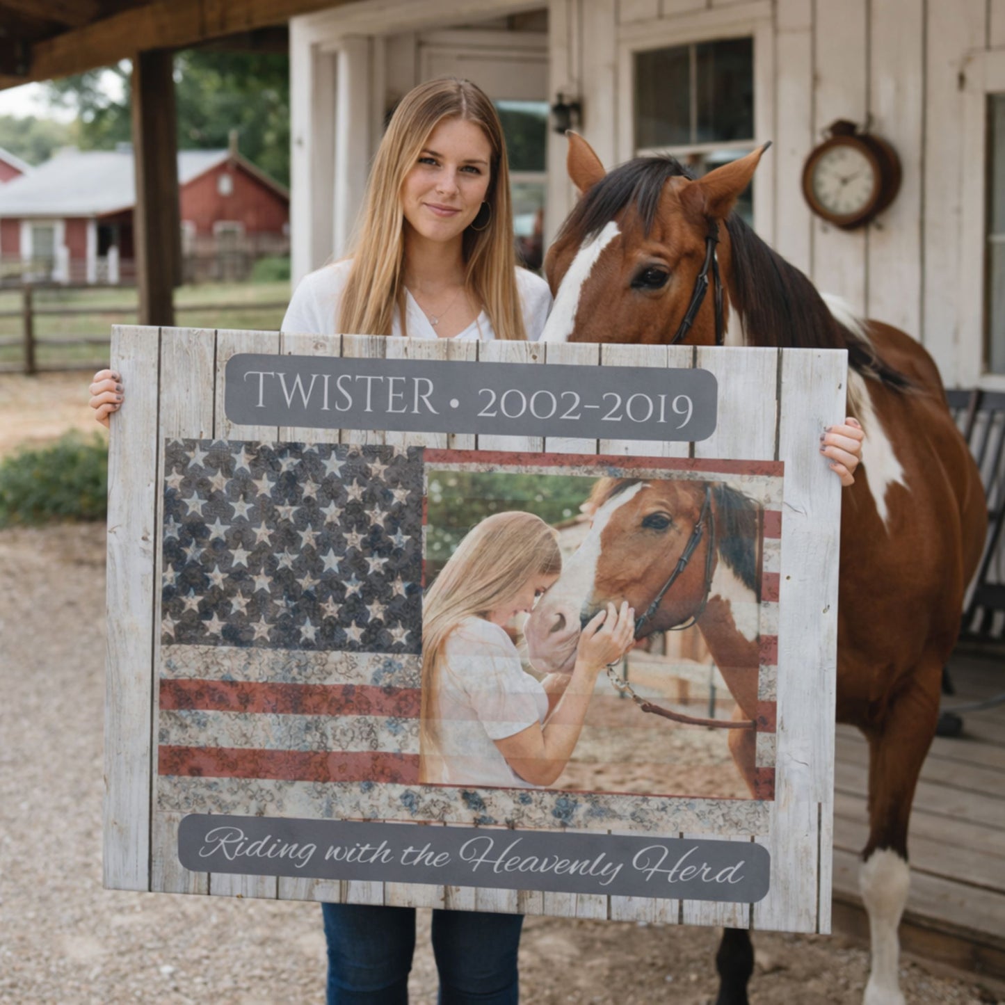 Horse Memorial Canvas Wall Art – Custom Photo & Name Tribute Gift