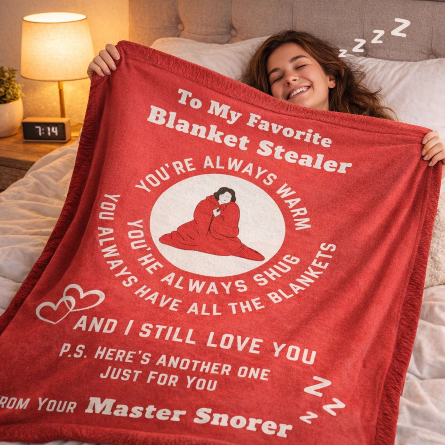To My Favorite Blanket Stealer Woven Blanket – Funny Romantic Throw Gift for Couples