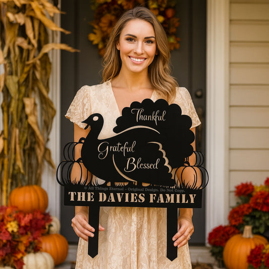 Thankful Grateful Blessed Fall Yard Decoration