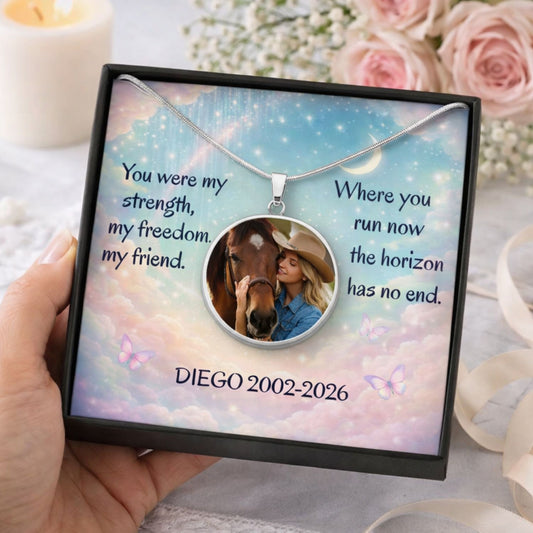 Personalized Horse Photo Necklace – Memorial Gift for Horses