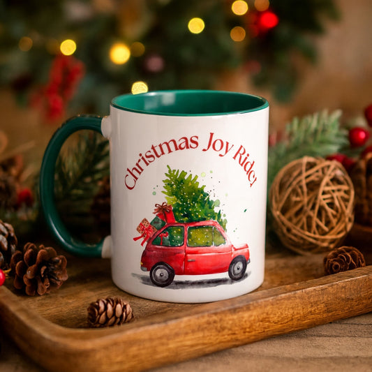 Christmas Joy Ride Mug | Festive Santa Two-Tone Coffee Cup