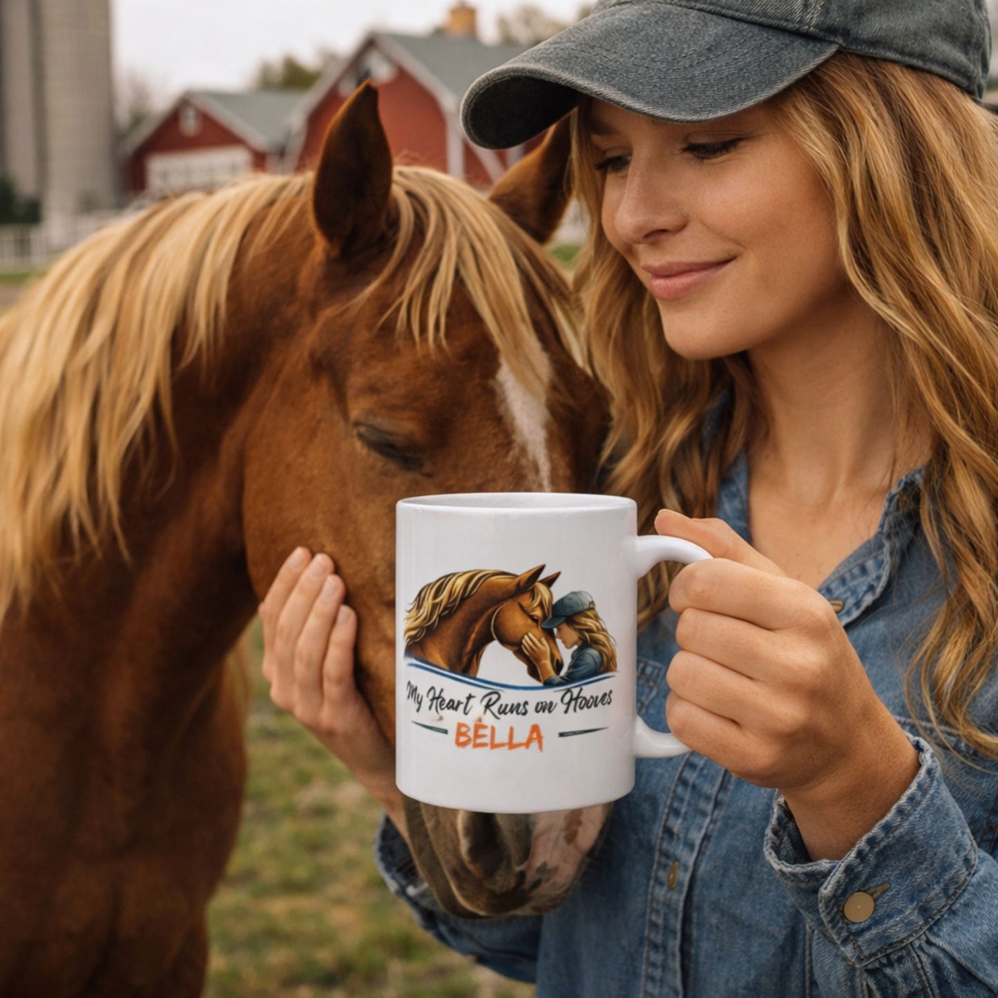 Horse Lover Ceramic Mug – My Heart Runs on Hooves Cute Equestrian Coffee Cup