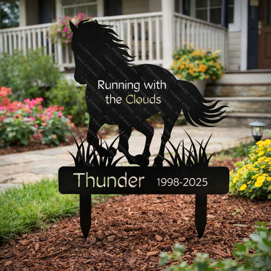 Custom Horse Memorial Metal Grave Marker – Personalized Tribute Sign