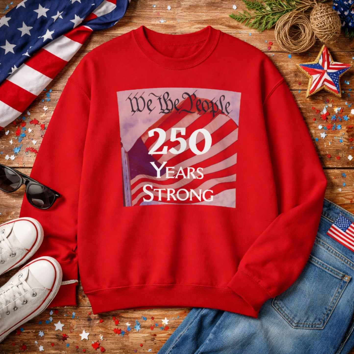 We the People – 250 Years Strong American Flag Crewneck