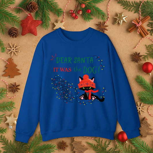It Was the Dog Funny Cat Sweatshirt – Cozy Holiday Christmas Gift