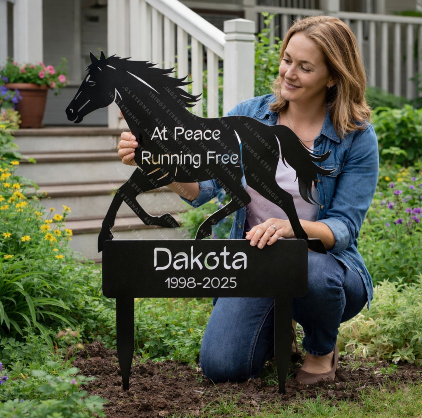 Horse Memorial Metal Grave Marker – Custom Personalized Tribute Sign