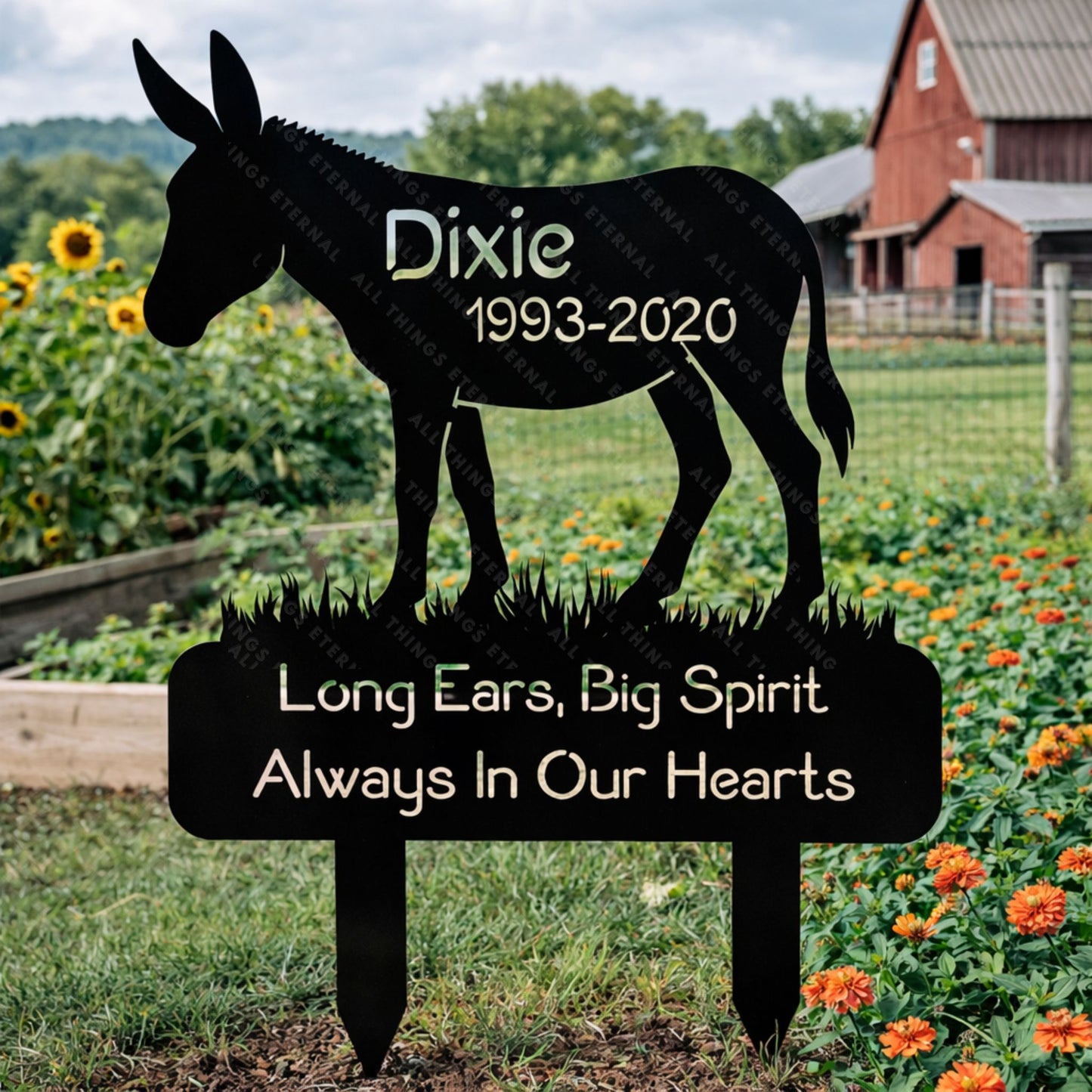 Personalized Donkey Grave Marker – Memorial Metal Yard Sign