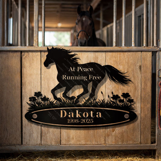 Personalized Horse Memorial Metal Sign – Custom Name & Dates