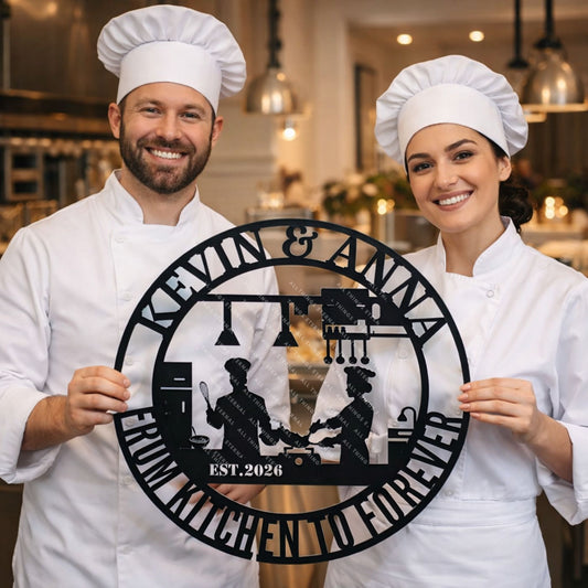 Chef Couple Metal Wall Art – Personalized Wedding & Anniversary Gift