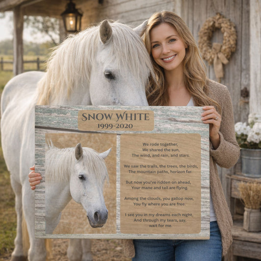 Personalized Horse Memorial Canvas with Photo – Riding Companion Tribute
