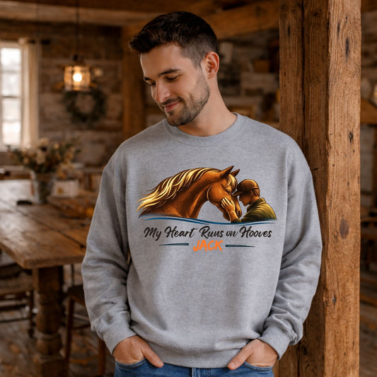Personalized My Heart Runs on Hooves Sweatshirt for Men