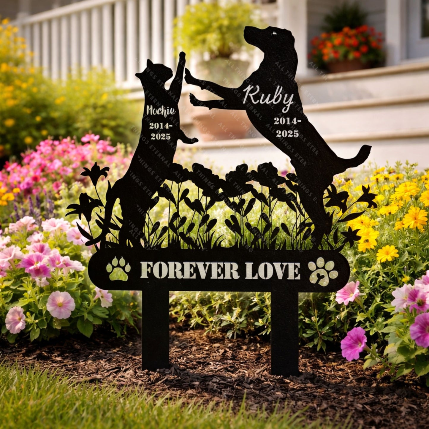 Custom Pet Memorial Grave Marker – Personalized Dog & Cat Metal Sign