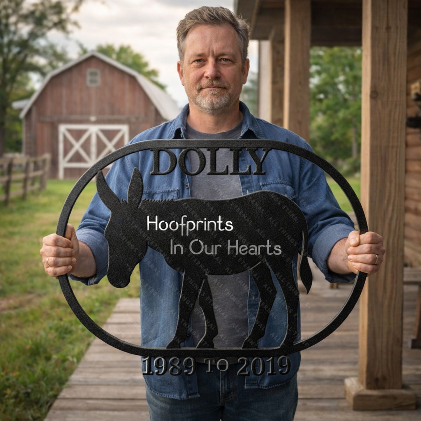 Personalized Donkey Memorial Wall Art – Custom Metal Farm Sign