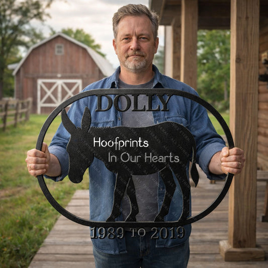 Personalized Donkey Memorial Wall Art – Custom Metal Farm Sign