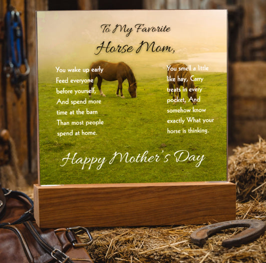 To My Favorite Horse Mom Acrylic Plaque – Perfect Mother’s Day Gift for Horse Lovers