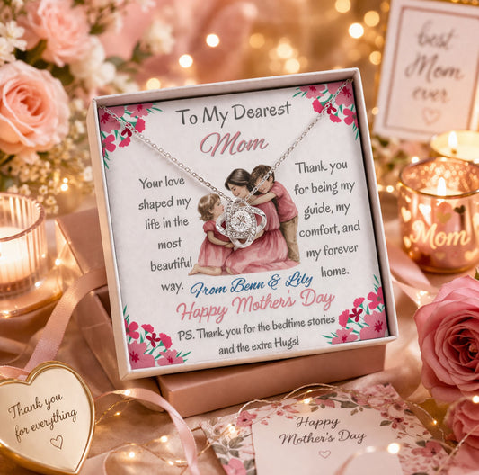 Personalized To My Dearest Mom Necklace with Message Card Mother's Day