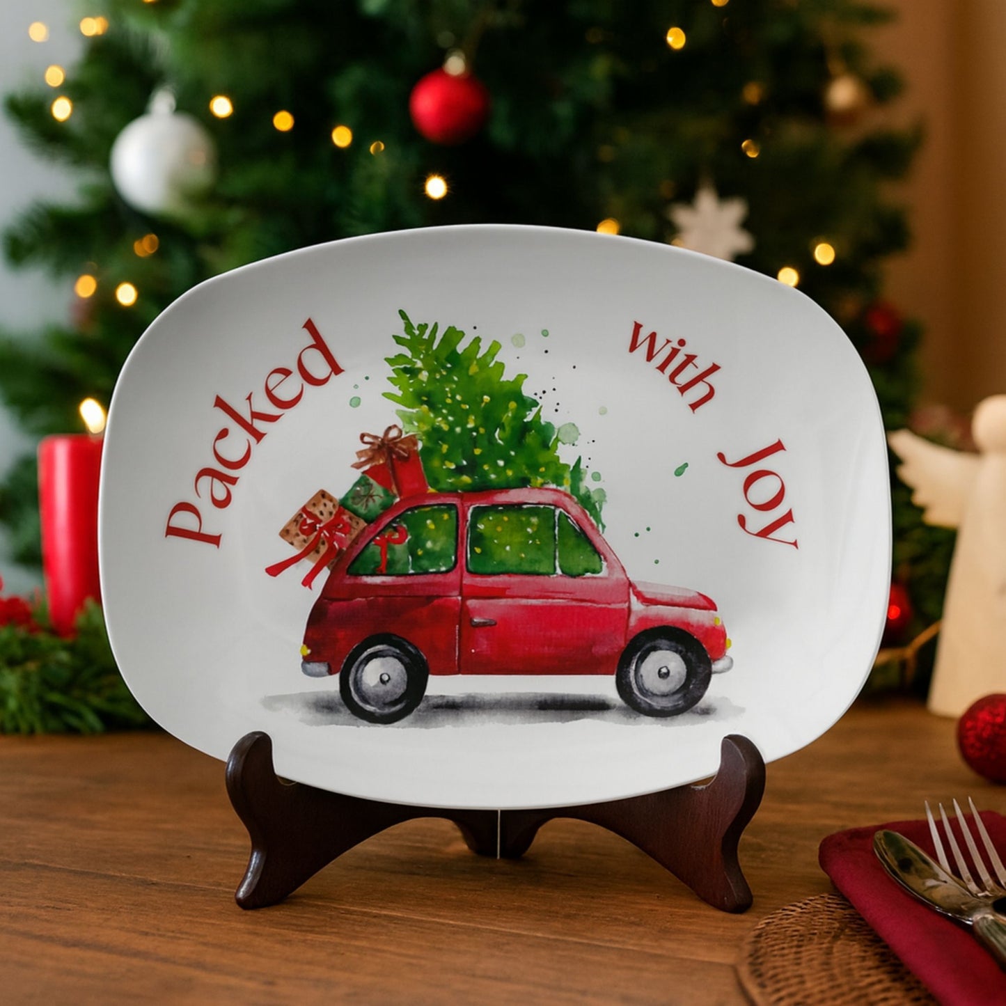 Pack with Joy Christmas Serving Tray – Festive Holiday Platter