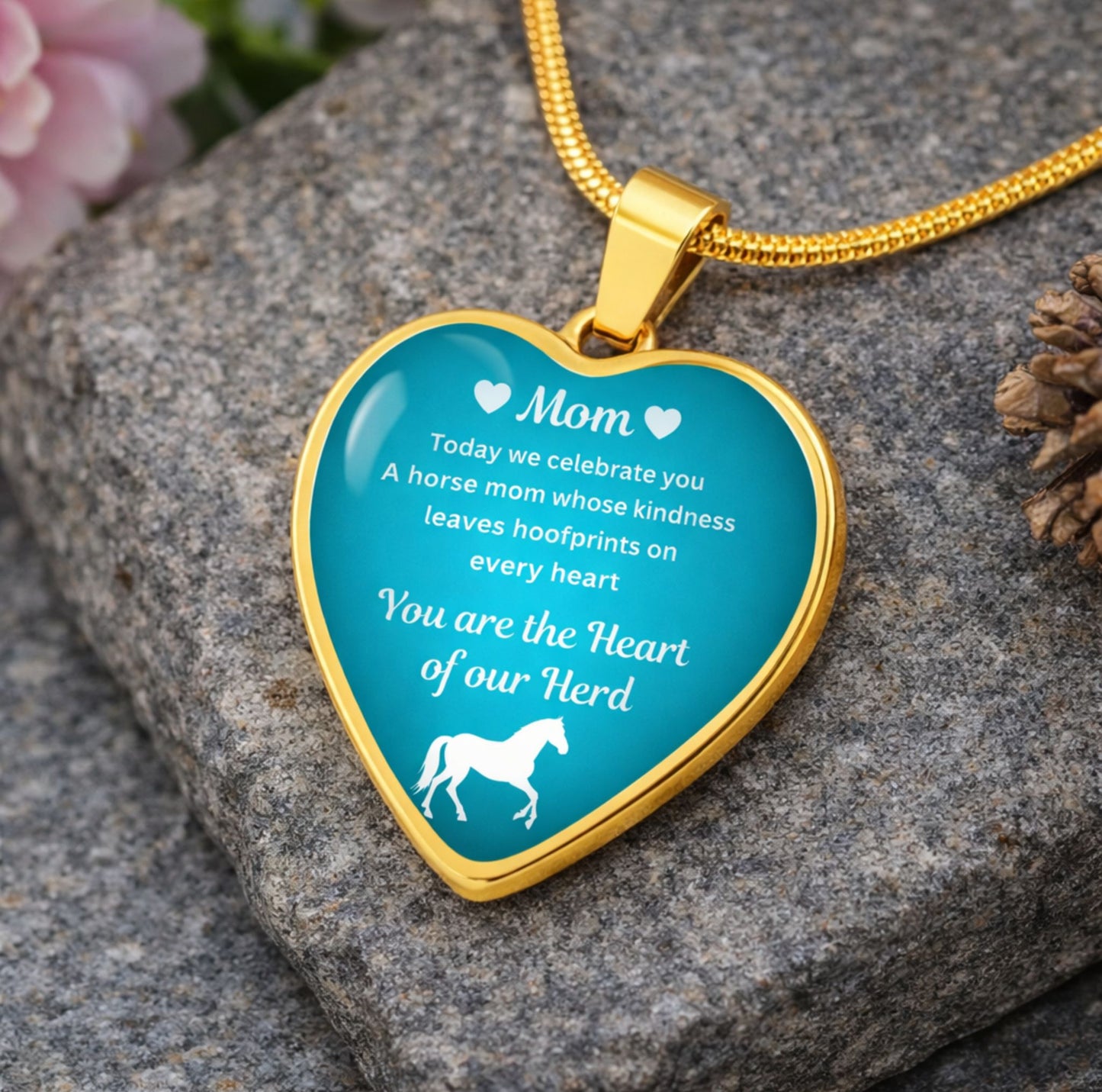 Custom Horse Mom Heart  Necklace – You Are The Heart Of Our Herd Gift for Mom