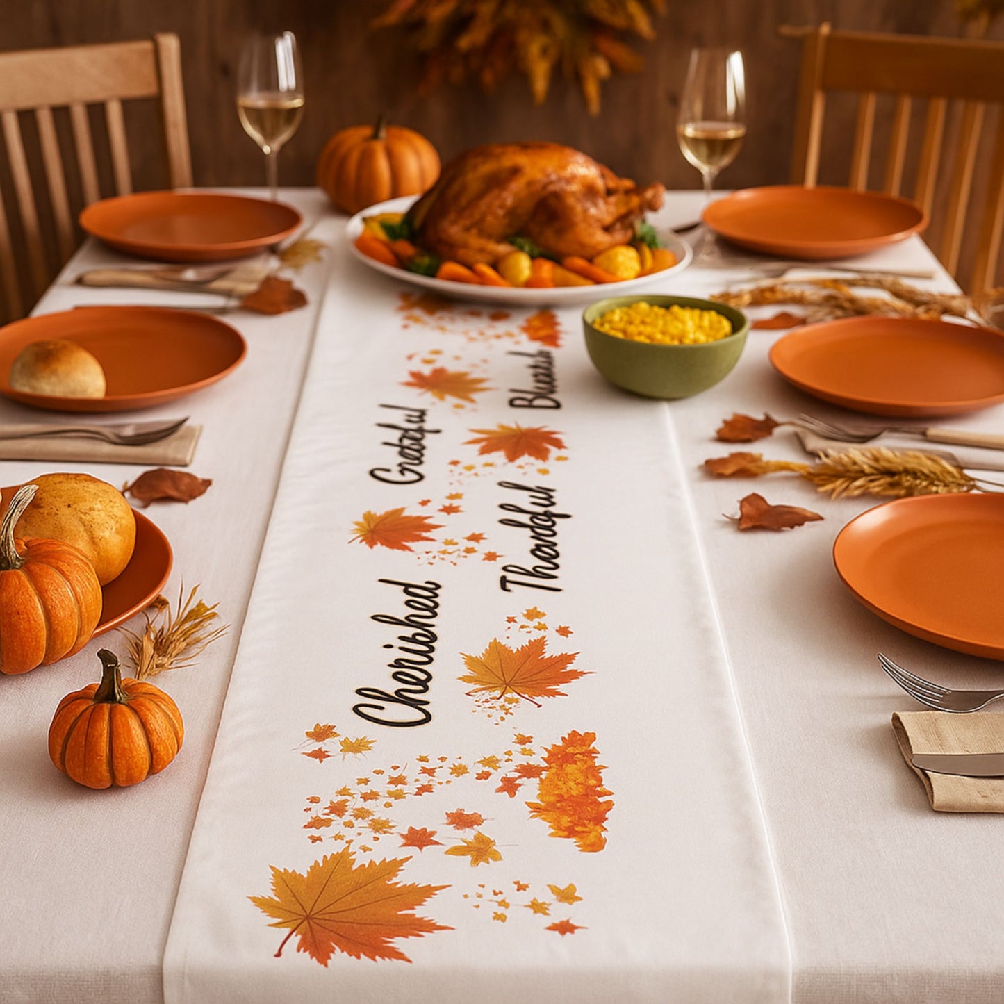 Autumn Blessings Table Runner | Fall & Thanksgiving Table Decor