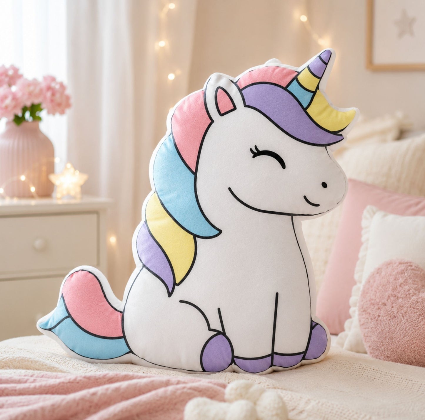 Rainbow Magical Unicorn Shaped Pillow | Cute Unicorn Pillow