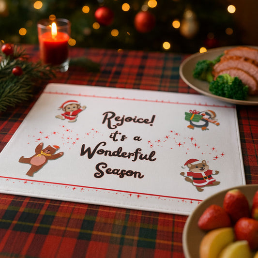 Rejoice It’s a Wonderful Season Placemat | Festive Christmas Decor