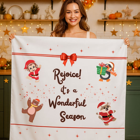 Rejoice! Wonderful Season Christmas Tablecloth for Festive Family Dinners