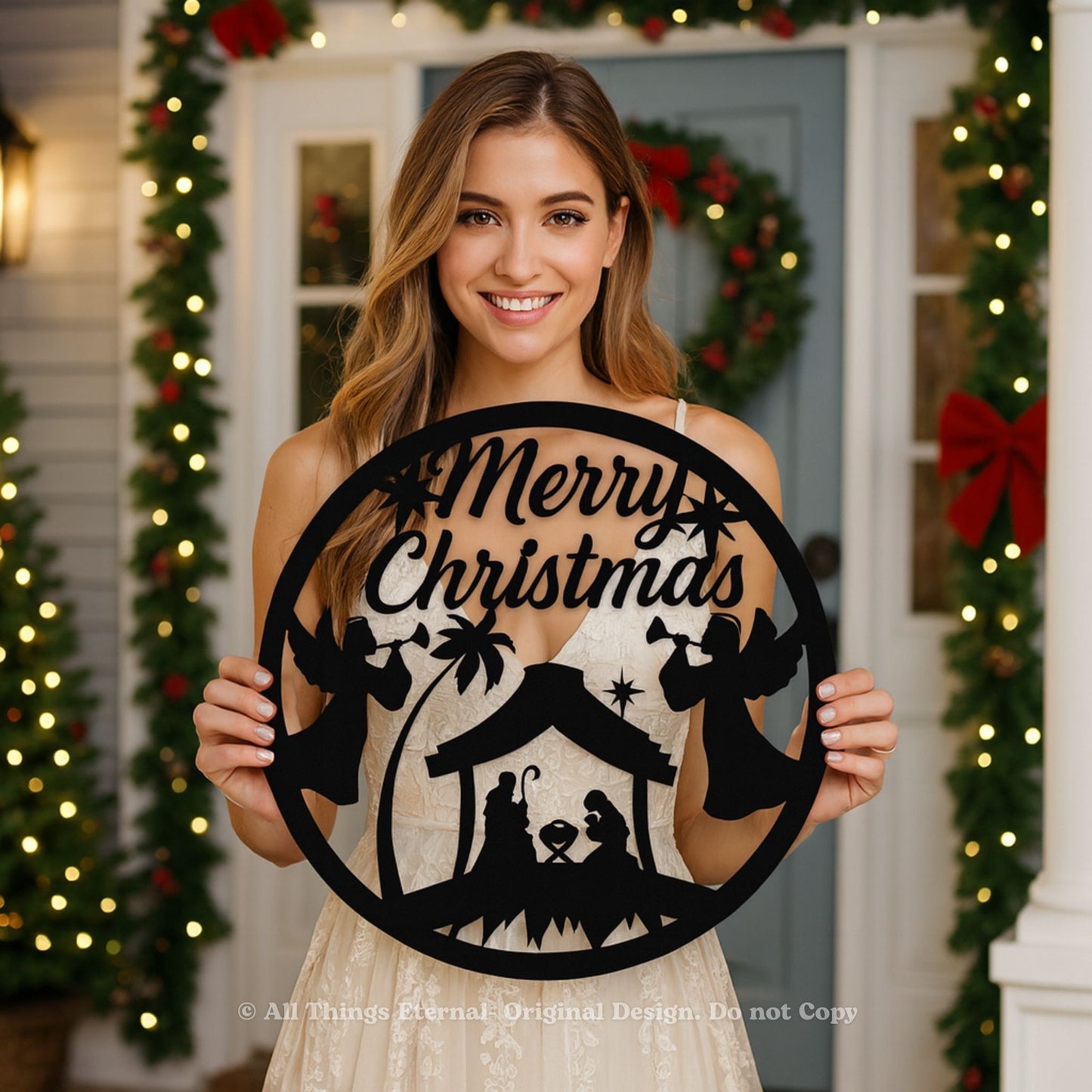 Personalized Merry Christmas Nativity Metal Sign | Custom Holiday Wall Décor
