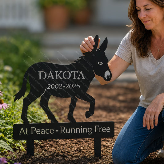 Personalized Donkey Memorial Metal Garden Yard Sign Decor