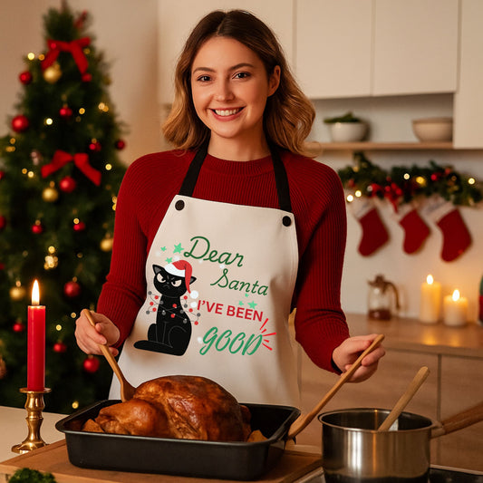 Funny Cat "I've Been Good" Christmas Apron | Cooking Gift for Cat Lovers