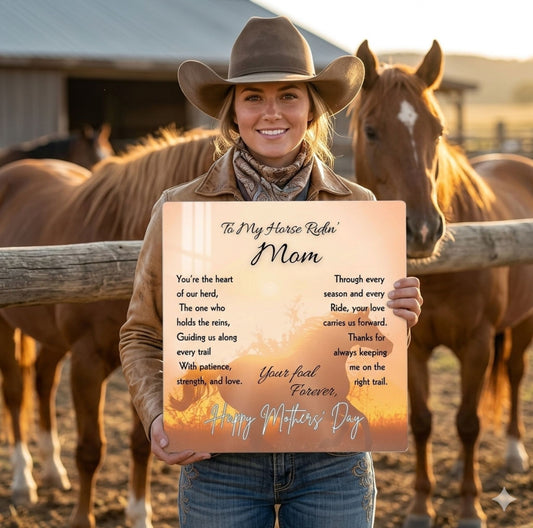 To My Horse Ridin' Mom High Gloss Metal Art Print  – Mother's Day Horse Gift