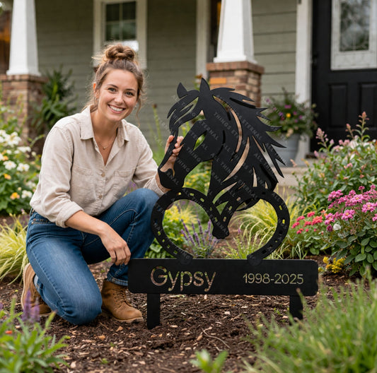 Personalized Horse Memorial Metal Sign – Custom Equine Tribute with Name & Dates