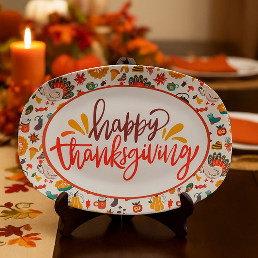 Happy Thanksgiving Serving Platter – Festive Fall Table Décor