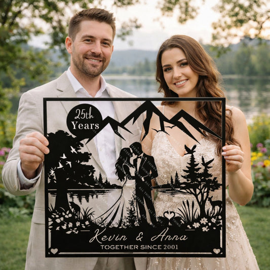 25th Anniversary Wedding Metal Sign – Personalized Couple Names