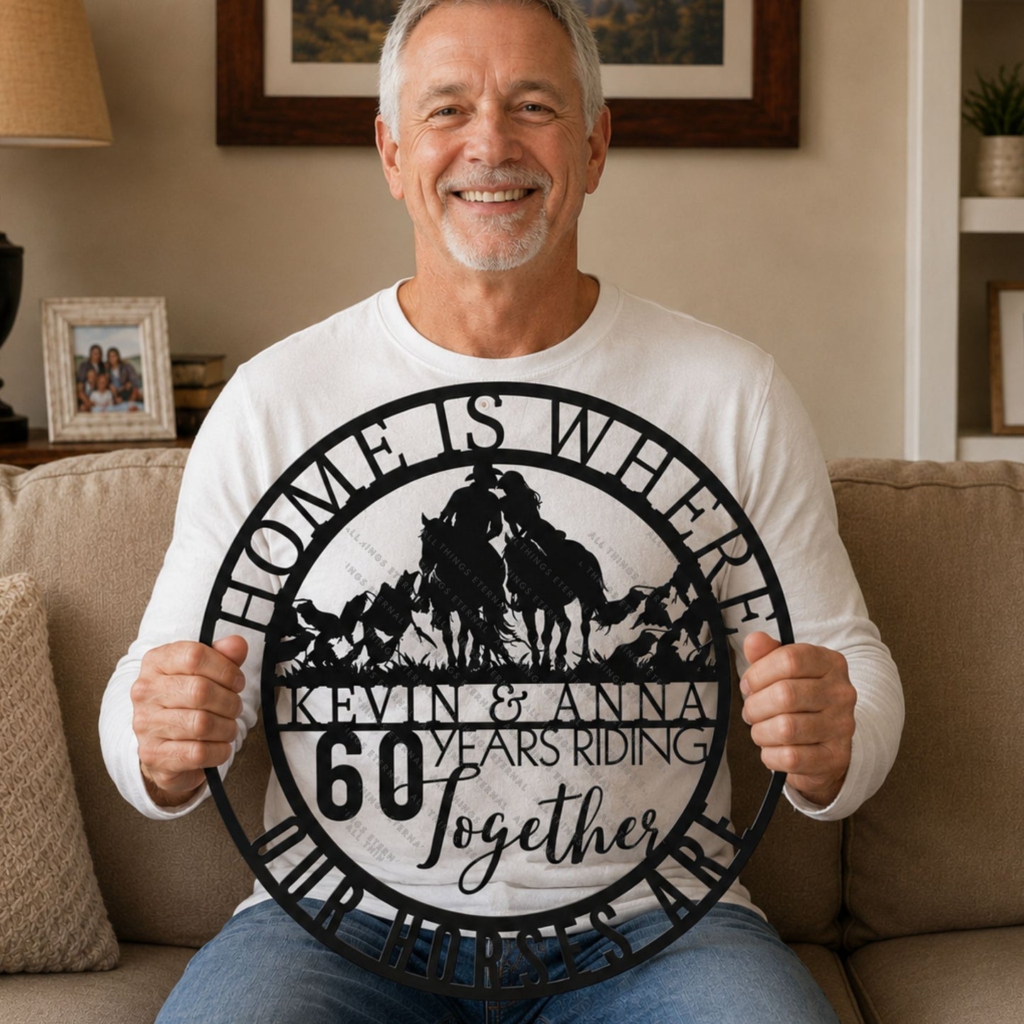 Home Is Where Our Horses Are Metal Sign | Couple Riding Horse Anniversary Decor