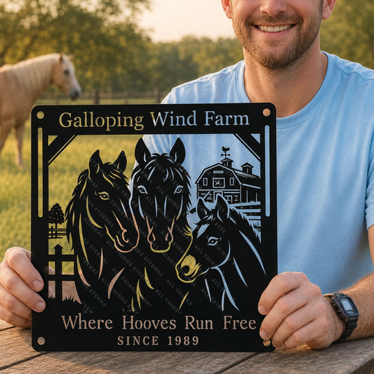 Personalized Horse Farm Metal Sign | Custom Ranch Name Decor