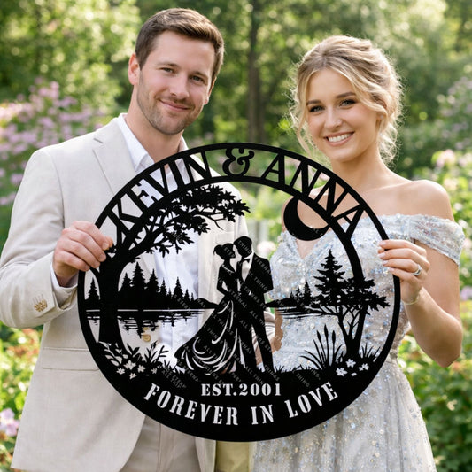 Personalized Wedding Metal Sign – Custom Couple Name Wall Art