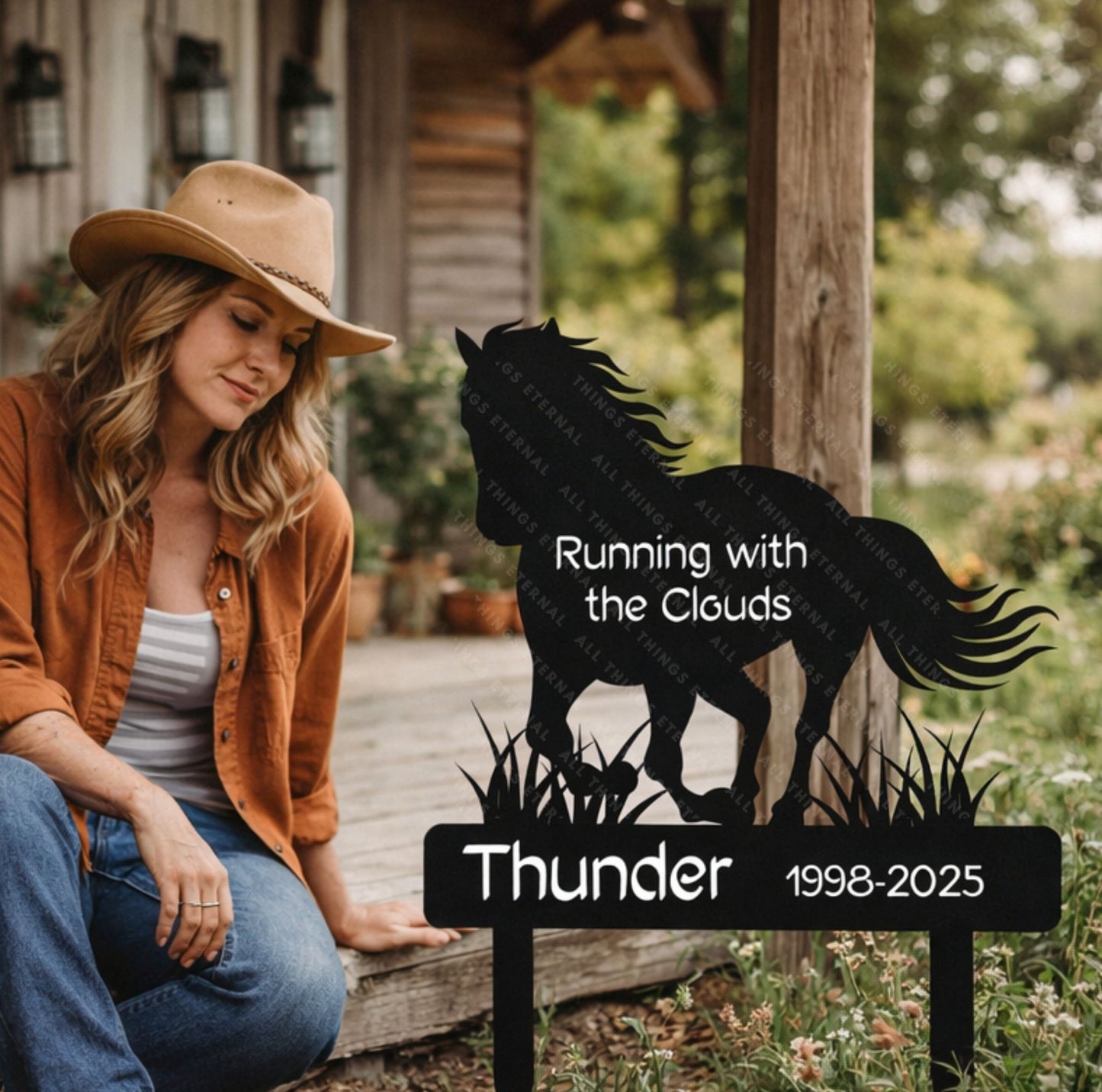 Custom Horse Memorial Metal Grave Marker – Personalized Tribute Sign