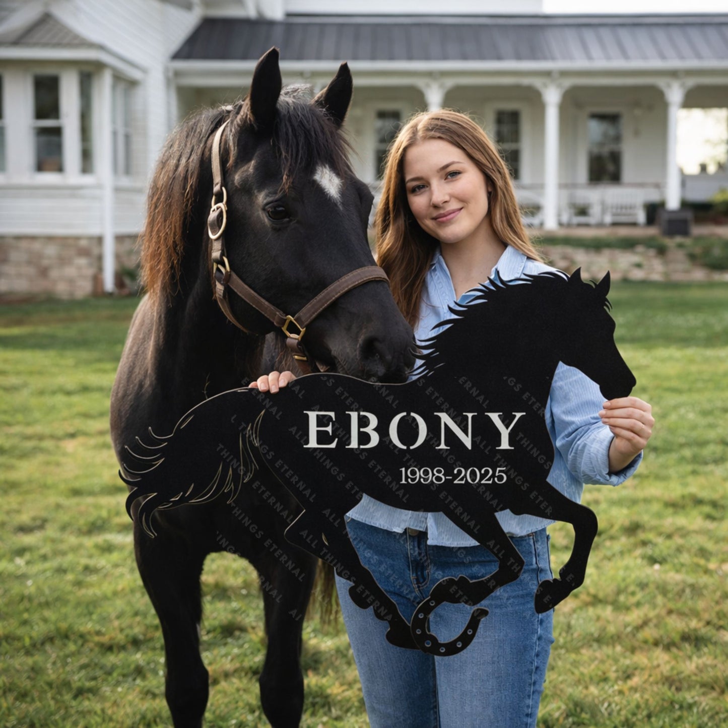 Personalized Horse Memorial Metal Wall Art – Custom Name & Dates Rustic Farmhouse Decor