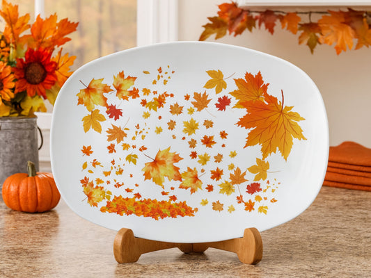 Fall Leaves Serving Platter 10x14 – Autumn Fall Decor Tray