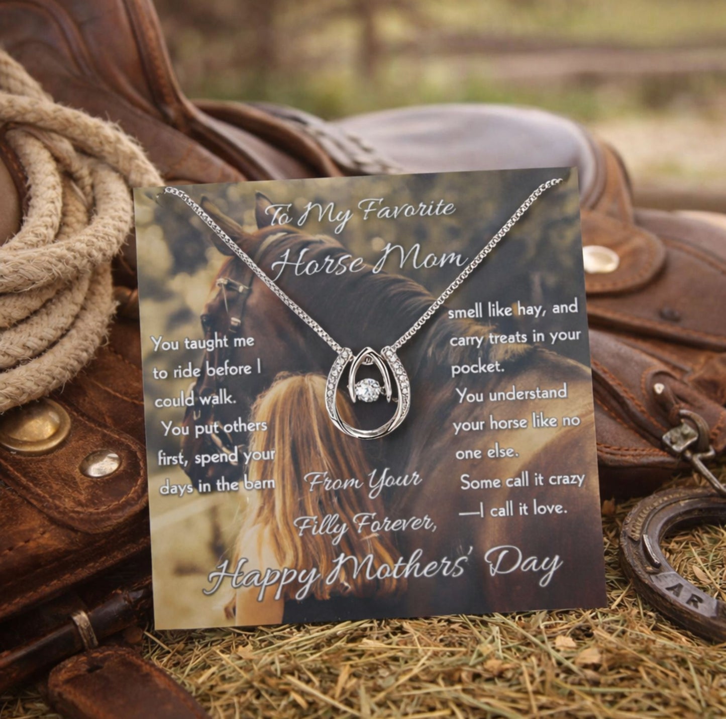 To My Favorite Horse Mom Necklace Gift for Mom Horse Lover Mothers Day Gift
