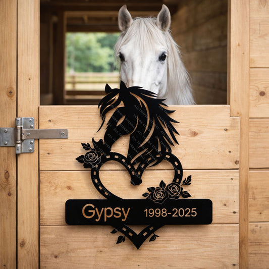 Personalized Horse Memorial Metal Sign – Custom Equine Tribute with Name & Dates