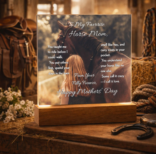 To My Favorite Horse Mom Acrylic Plaque – Mother's Day Gift for Horse Lovers