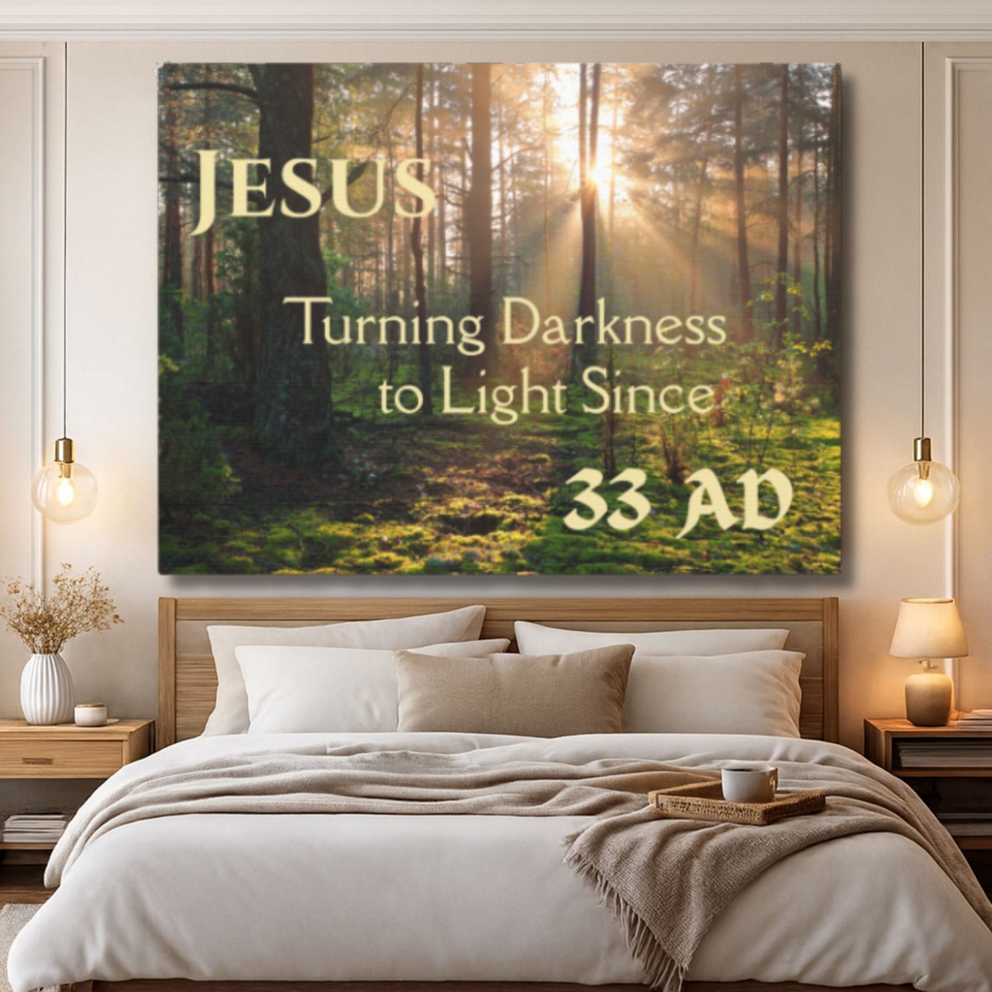 Jesus Turning Darkness to Light Canvas | Christian Christmas Wall Art