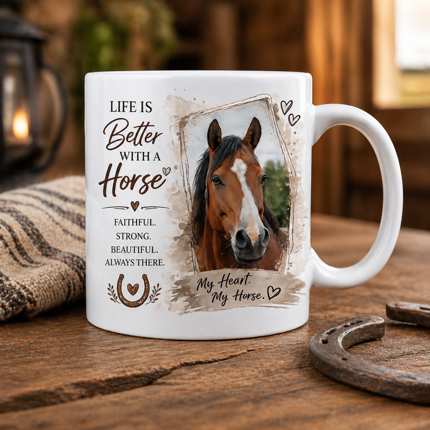 Custom Horse Photo Mug – Personalized Gift for Horse Lovers