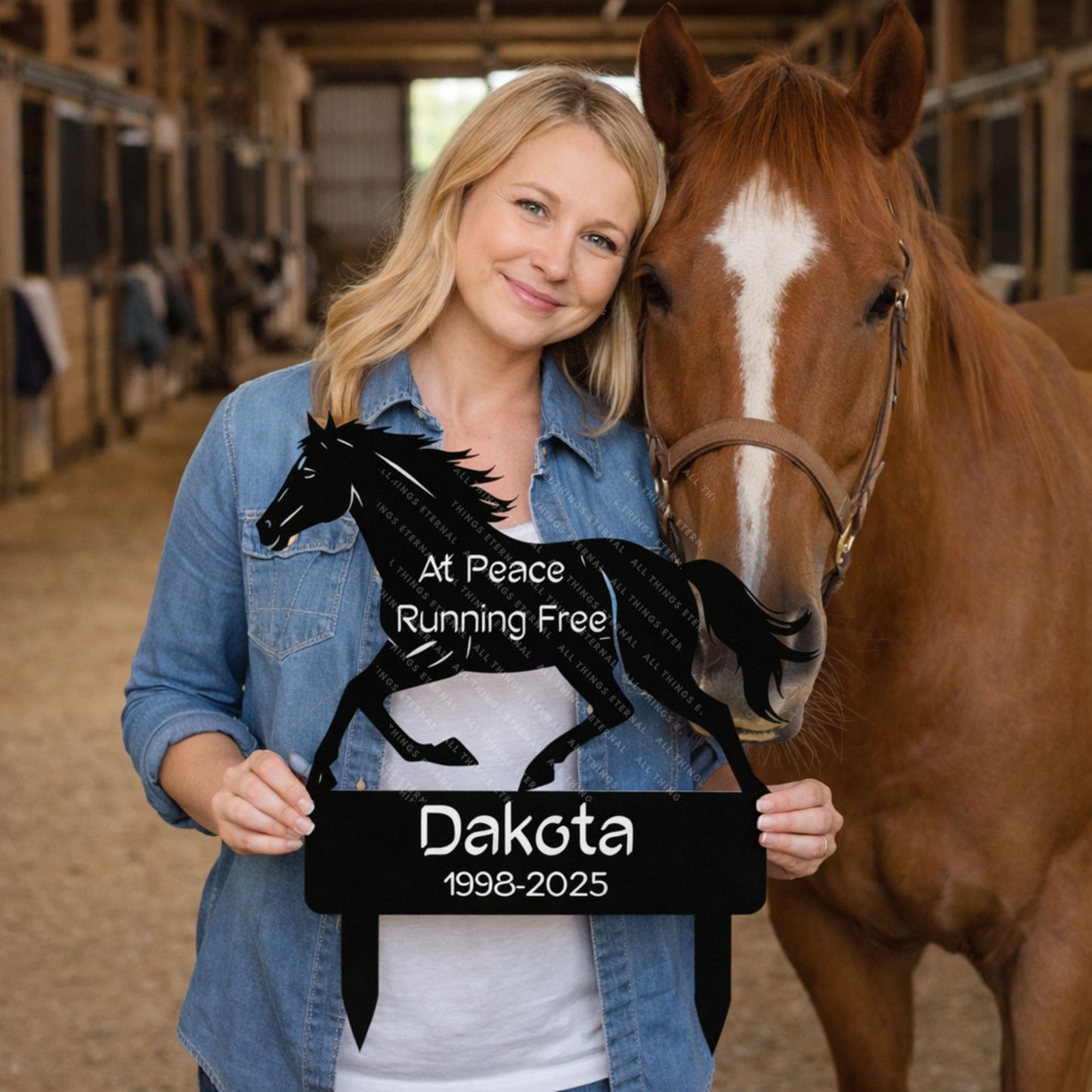 Horse Memorial Metal Grave Marker – Custom Personalized Tribute Sign